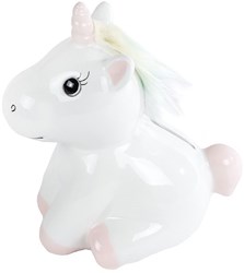 Tirelire licorne rose céramique cadeau enfant 14,8x10,4x16,5cm