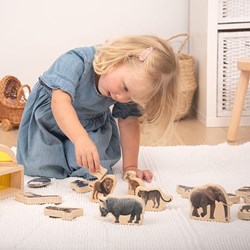 TickiT blocs animaux sauvages en bois - jouet éducatif pour enfants