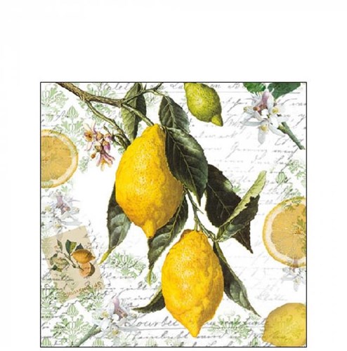 Ambiente serviettes motif citron 25x25cm papier FSC été