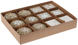 Boîtes de rangement or jouet lot de 12 avec strass et perles
