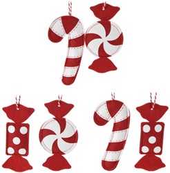 Kersthangers décoration bonbon en feutre lot de 12 multicolore sapin