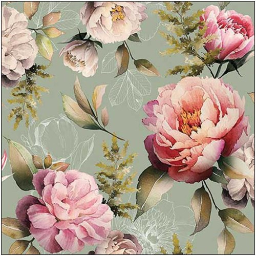 Ambiente serviettes composition pivoines 33 cm FSC décoratif