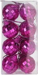 Boules de Noël boule disco miroir multicolore lot de 8 en verre