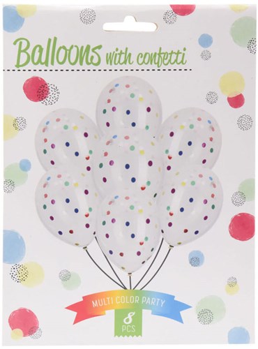 Ballons confettis couleurs multiples décoration fête 8 pièces anniversaire