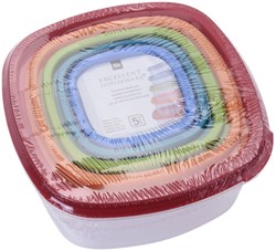 Boîtes de conservation empilables hermétiques multicolores 5 pièces plastique