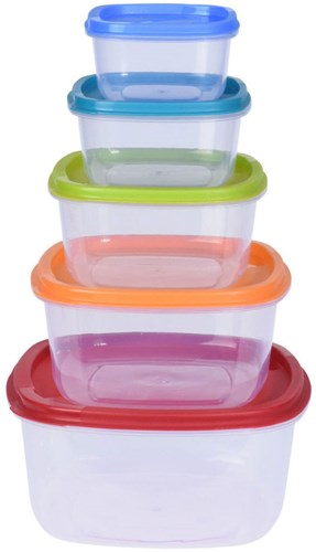 Boîtes de conservation empilables hermétiques multicolores 5 pièces plastique-2