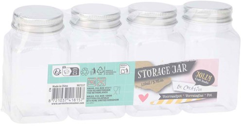 Bocaux de rangement en plastique avec couvercle - 4 pièces multicolores