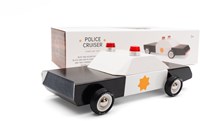 Candylab voiture jouet en bois - Police Cruiser voiture de police noir blanc-3
