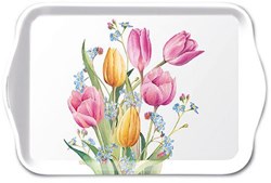 Ambiente plateau bouquet de tulipes plastique 13x21cm design coloré