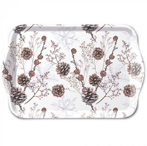 Ambiente plateau 13x21cm pommes de pin blanc - plateau de service décoratif