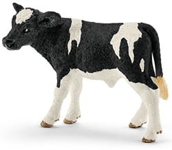 Schleich figurine de ferme veau Holstein noir et blanc jouet
