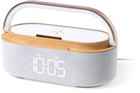 Réveil radio numérique avec chargeur sans fil - enceinte bluetooth avec batterie - Fonction Snooze - USB-C - Veilleuse - écran LED dimmable - cadeau pour hommes et femmes