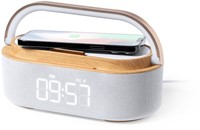 Réveil radio numérique avec chargeur sans fil - enceinte bluetooth avec batterie - Fonction Snooze - USB-C - Veilleuse - écran LED dimmable - cadeau pour hommes et femmes-2