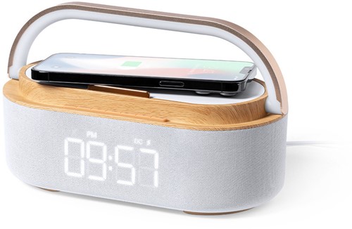 Réveil radio numérique avec chargeur sans fil - enceinte bluetooth avec batterie - Fonction Snooze - USB-C - Veilleuse - écran LED dimmable - cadeau pour hommes et femmes-2