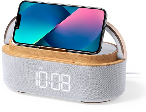 Réveil radio numérique avec chargeur sans fil - enceinte bluetooth avec batterie - Fonction Snooze - USB-C - Veilleuse - écran LED dimmable - cadeau pour hommes et femmes-3