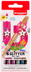 Bruynzeel feutres pastel pailletés set 6 couleurs or argent