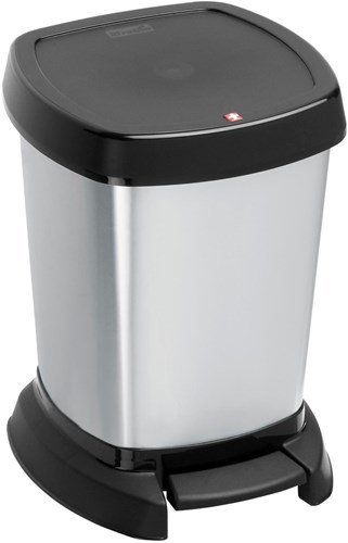 Rotho poubelle à pédale 6 litres argent métallisé plastique