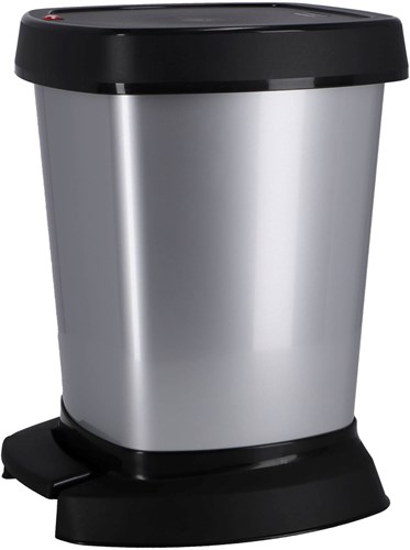 Rotho poubelle à pédale 6 litres argent métallisé plastique-2