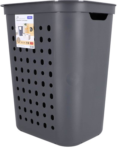 Rotho panier à linge Jona anthracite 55 litres - collecteur de linge design en plastique-2