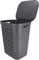 Rotho panier à linge Jona anthracite 55 litres - collecteur de linge design en plastique-3