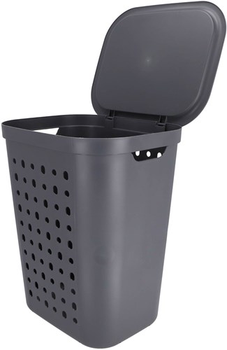Rotho panier à linge Jona anthracite 55 litres - collecteur de linge design en plastique-3