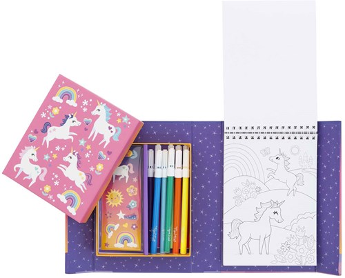 Tiger Tribe livre de coloriage magie licorne - set de coloriage avec stickers et feutres-2