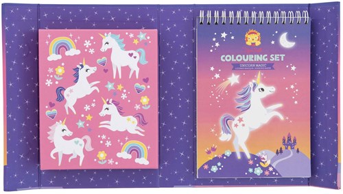 Tiger Tribe livre de coloriage magie licorne - set de coloriage avec stickers et feutres-3
