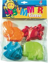 Moule à Sable Uni Animaux 4pcs