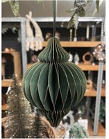 HBX natural living boule de Noël oignon papier vert 10cm décoration