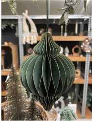 HBX natural living boule de Noël oignon papier vert 10cm décoration