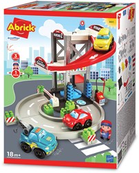 Abrick garage jouet avec transporteur et voitures - coffret garage enfant