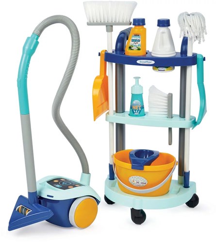 Ecoiffier chariot de ménage jouet avec aspirateur et accessoires