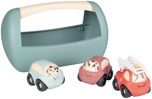 Smoby voitures jouets Little Smoby lot de 3 avec boîte de rangement-2