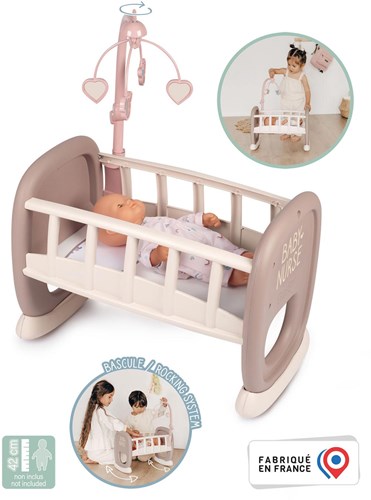 Smoby lit de poupée Baby Nurse berceau à bascule - berceau avec mobile-3