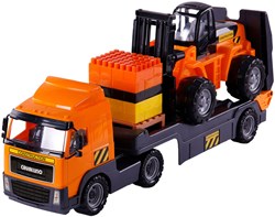 Camion jouet Cavallino avec remorque et chariot élévateur échelle 1:16