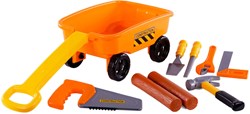 Cavallino chariot jouet orange avec outils et rondins de bois