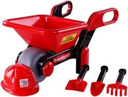 Brouette jouet Cavallino avec casque et outils set jardin rouge