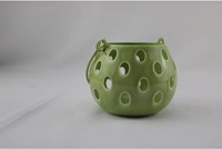 Lanterne verte métal décoration lumière d'ambiance 13x13x10cm bougie chauffe-plat