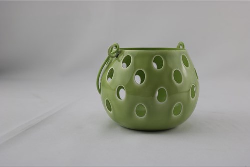 Lanterne verte métal décoration lumière d'ambiance 13x13x10cm bougie chauffe-plat
