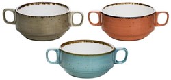 Cosy & Trendy bol à soupe céramique avec poignées Brisbane 10cm bleu gris orange