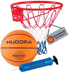Hudora set de basket pour enfants - ballon, panier et pompe