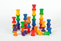 Grapat jouet en bois bobines couleurs arc-en-ciel 36 pièces-2