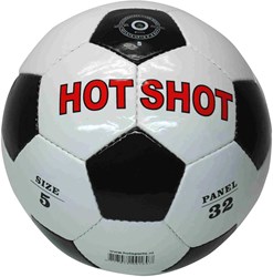 HOT Sports + Toys ballon de football brillant blanc-noir taille 5 cuir synthétique