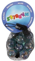 Billes en verre jeu amusant billes en filet 8 pièces bleu