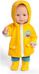 Heless veste coupe-vent poupée réversible jaune-bleu 28-35cm vêtement poupée