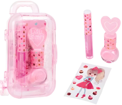 Create it! Trolley maquillage rose pour enfants avec gloss et vernis à ongles