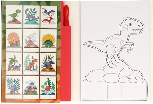 Wins Holland bloc à perforer dinosaures set créatif avec 12 coloriages A6-2