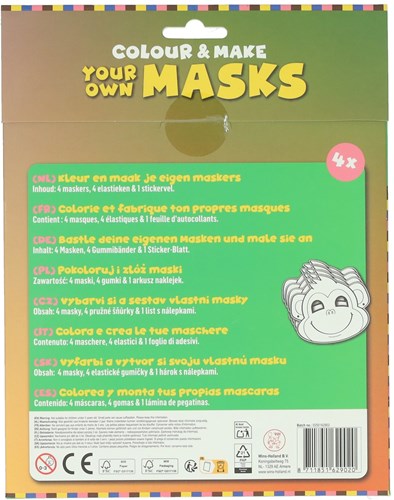 Johntoy kit créative masque singe - colorie tes propres masques animaux-3