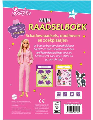 Wins Holland livre d'énigmes Barbie avec autocollants et jeux pour enfants-2