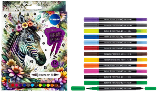 Centrum feutres double pointe 12 couleurs - pointe pinceau